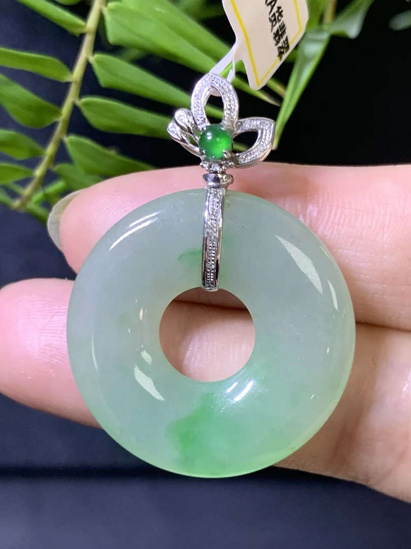 绿平安扣吊坠 天然A货翡翠 尺寸：37.3*27.1*4.8mmY红时尚气质