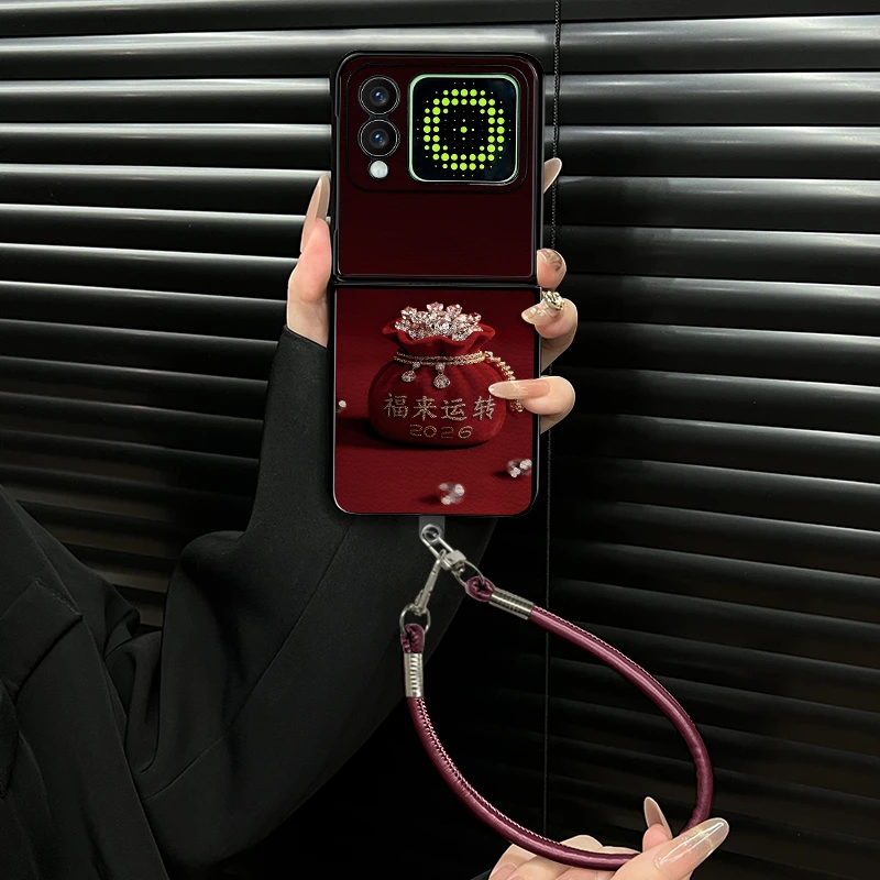 适用华为novaflip手机壳福来运转小羊皮折叠壳全包保护套