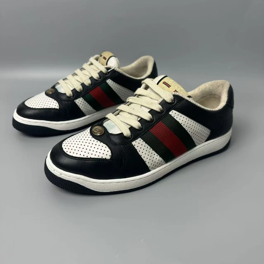 95新 GUCCI/古驰 黑白熊猫百搭时尚男士脏脏鞋 39.5欧码 xh329