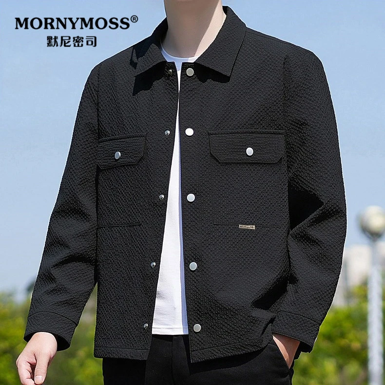 加棉加厚休闲夹克外套秋冬男款新款长袖翻领体面穿搭简约工装茄克