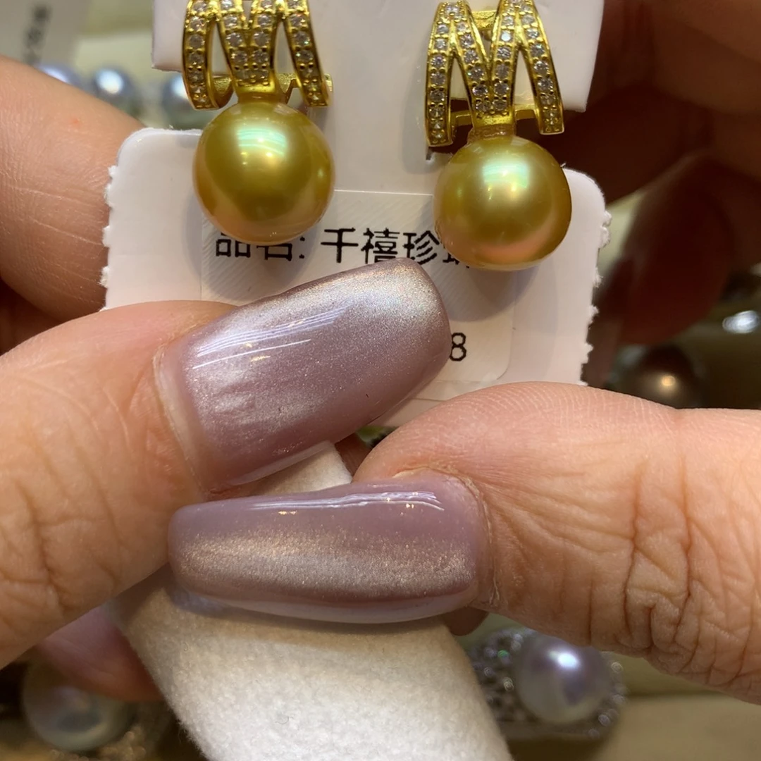 银S925镶嵌耳饰海水珍珠