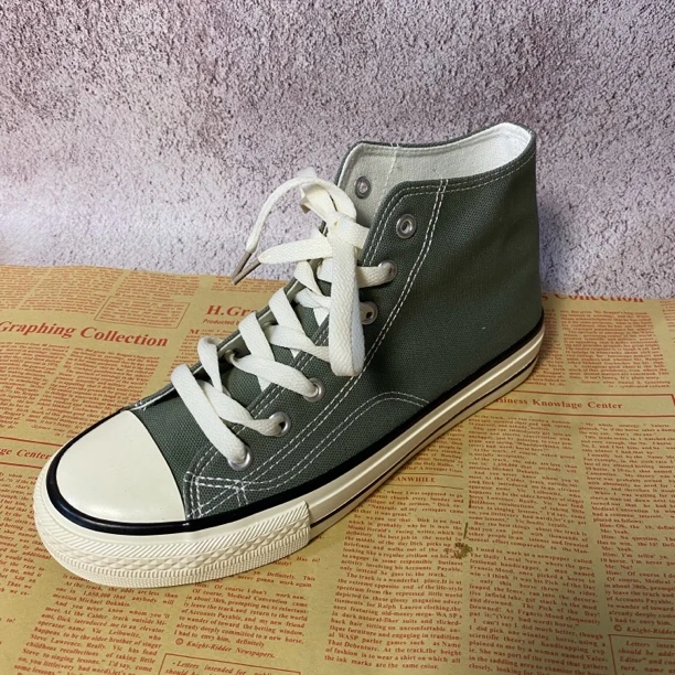 高帮帆布鞋经典黑色帆布高帮鞋男鞋潮流运动拼接鞋子