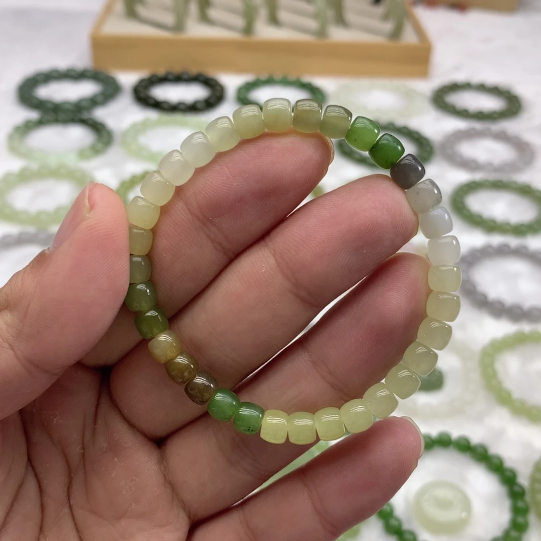 和田玉未镶嵌手串（直切多宝6）