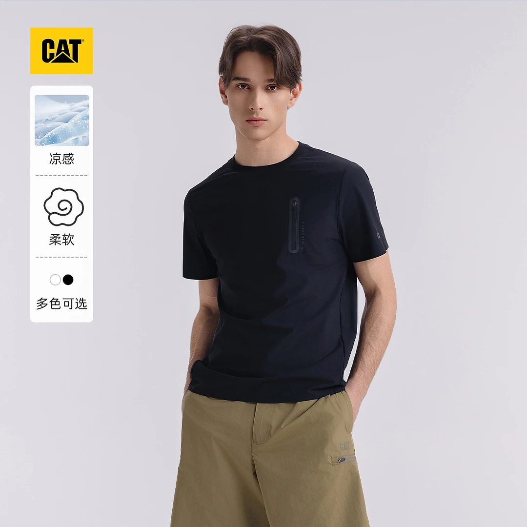 CAT卡特25春夏新品男士户外美式合体压胶短袖T恤W1680