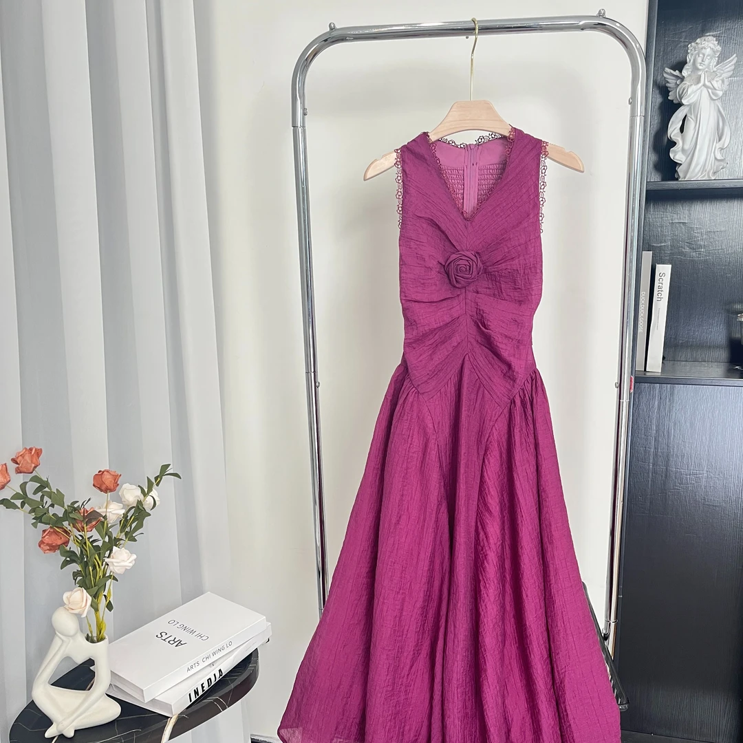 小八定制25夏季新款法式气质紫色轻奢简约设计感连衣裙 10892 BCK