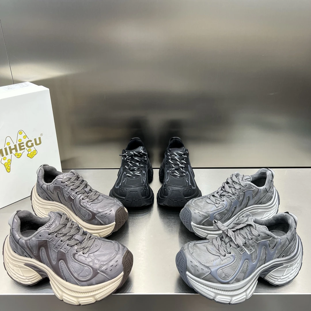 2025新款真皮系带厚底松糕加绒老爹鞋运动鞋小个子显脚小棉鞋女鞋