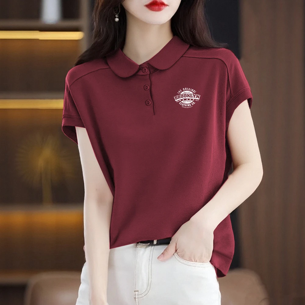 宽松翻领百搭短袖体恤2025夏季新款洋气设计感Polo衫大码减龄印花
