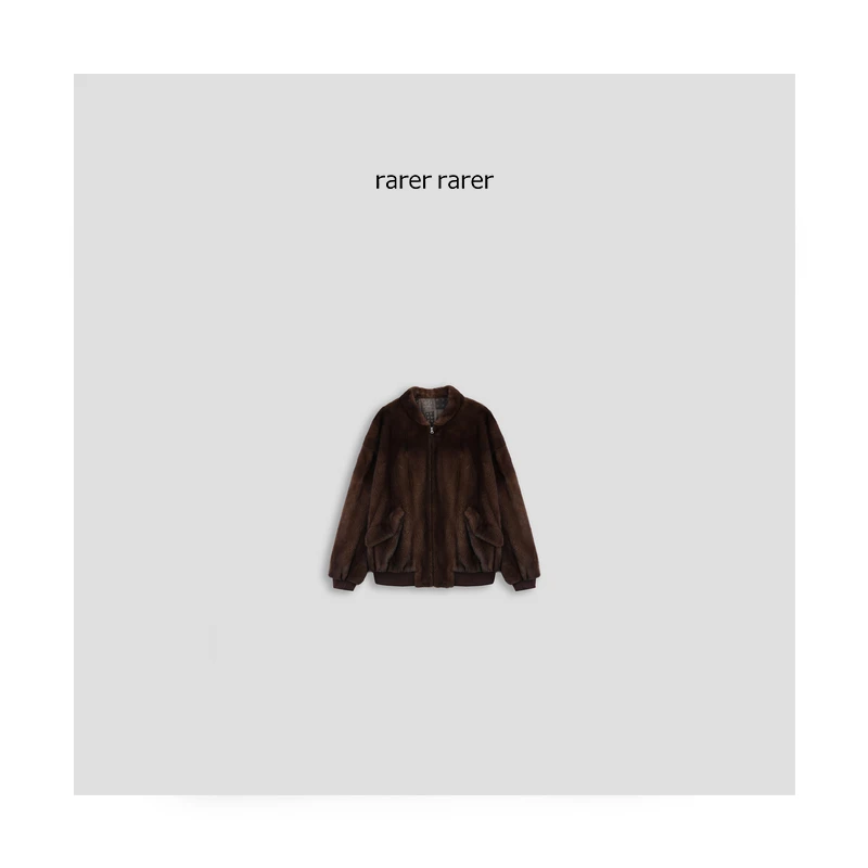 【rarer rarer】25AW冬季咖色短水貂皮草外套 2503211