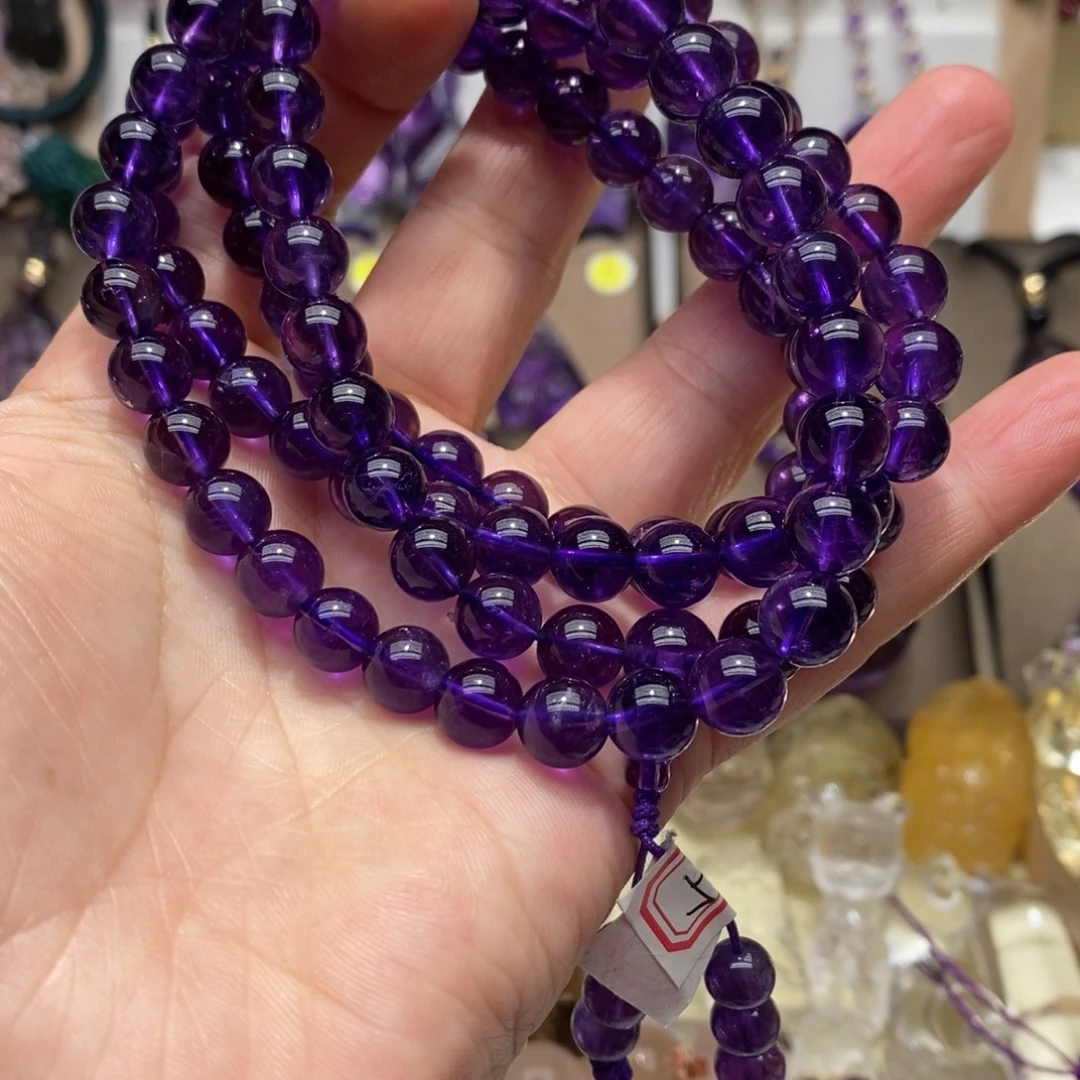 未镶嵌手串紫晶天然紫水晶108尺寸8.6