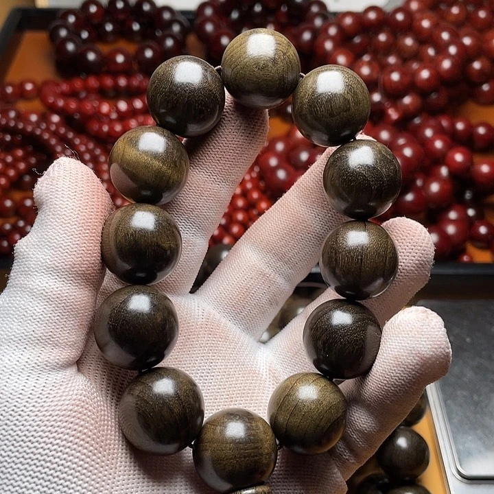 阴沉木2.0*12颗阴沉金丝楠木满金丝