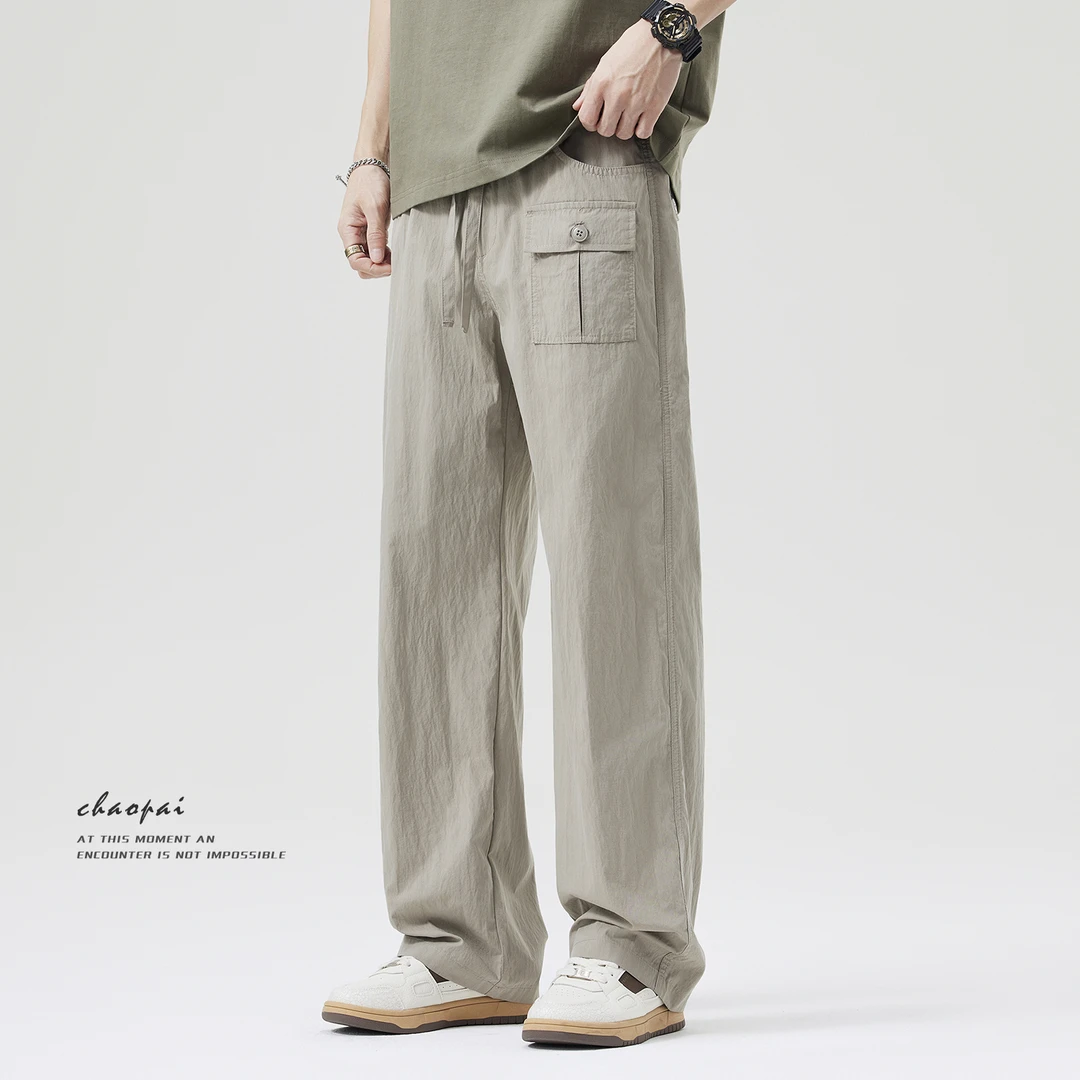 夏季新款ins机能工装裤男士直筒休闲裤子宽松大码显瘦加大长裤潮