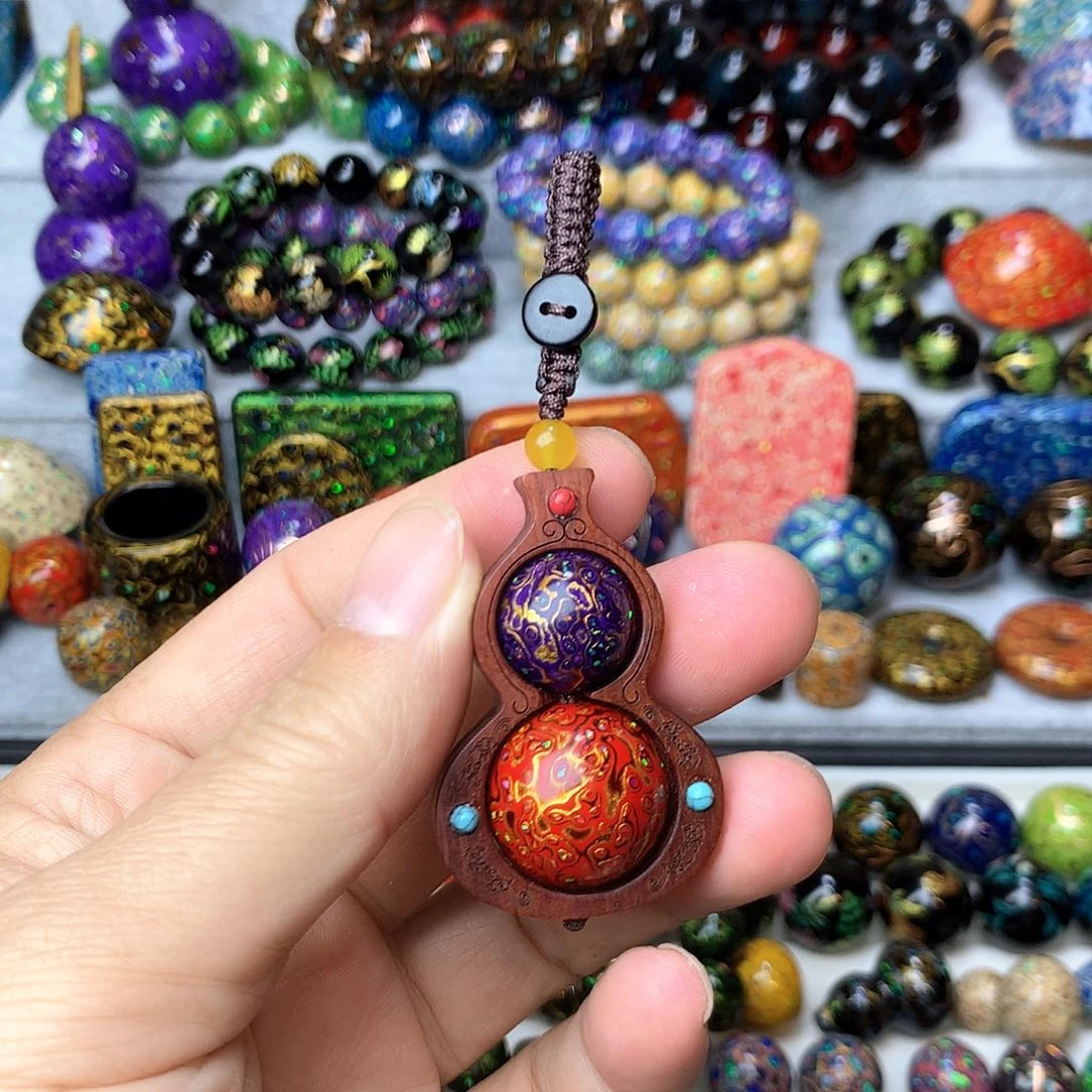 保真非遗大漆珠葫芦挂饰