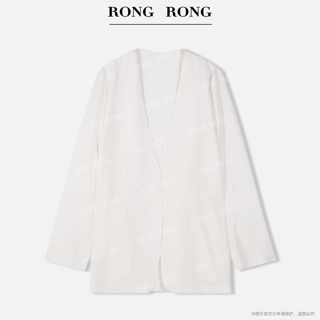 溶溶【白月云屿】RONGRONG100醋酯V领极简风通勤西装外套H-Z8969312