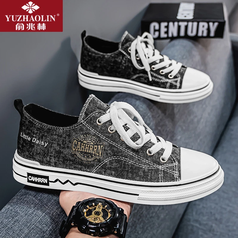 俞兆林帆布鞋男鞋2025新款夏季透气潮流中学生黑色经典休闲板鞋