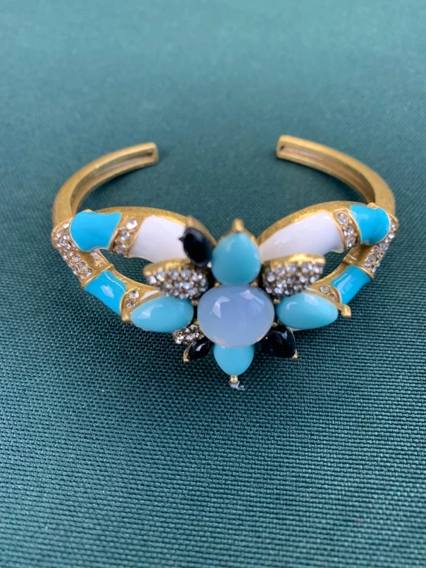 铜合金珐琅手镯 蓝色珐琅重工手镯