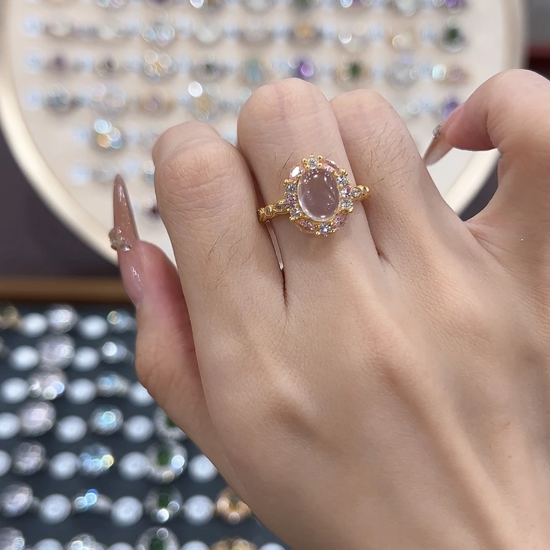 蛇纹石玉银S925镶嵌戒指