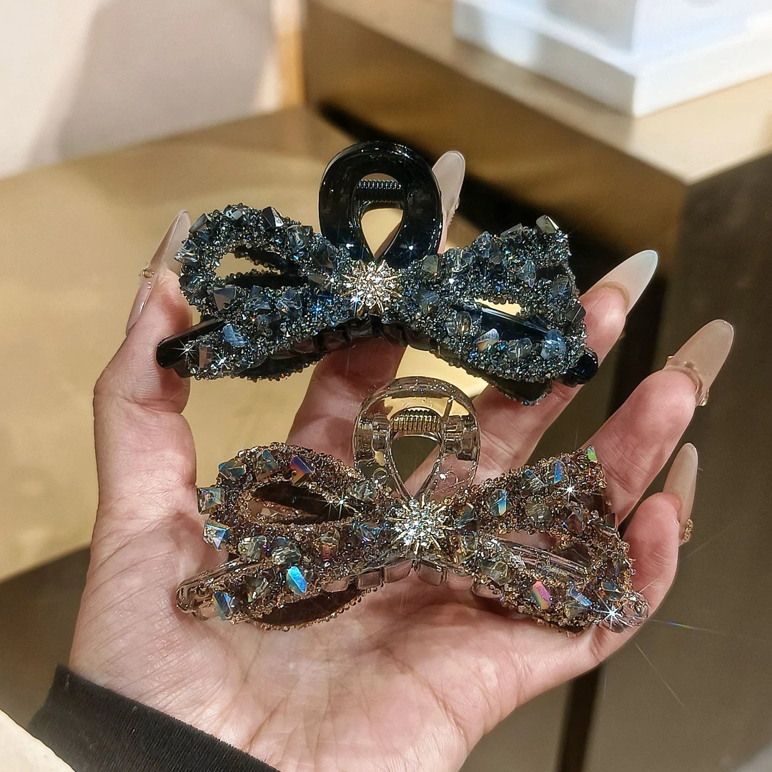 A1159新款上市满钻蝴蝶结太阳花鲨鱼夹高级时尚百搭