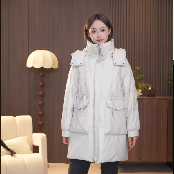 【岸芷汀兰】海宁26冬季新款连帽保暖皮鹅绒绵羊皮真皮女士鹅绒服