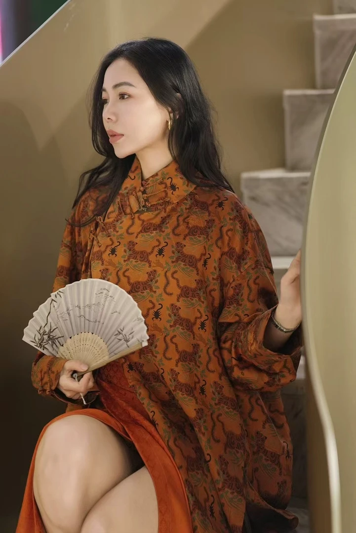 新中式香云纱国风上衣长袖