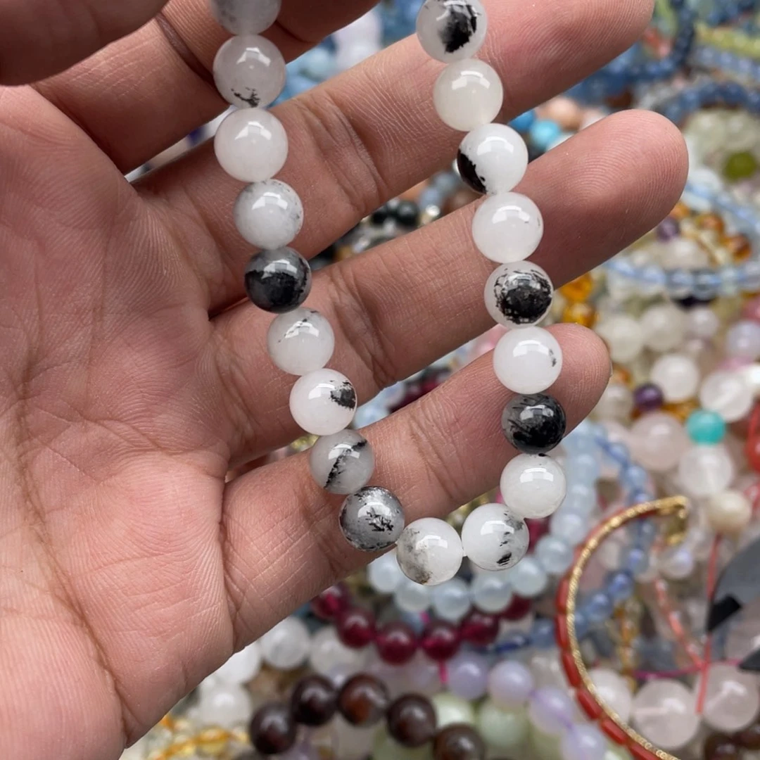 银S925镶嵌手链烟晶