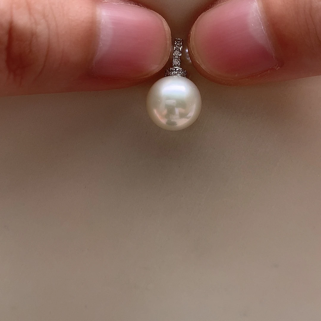 吊坠(不含链)银S925镶嵌淡水珍珠10-11mm万能扣