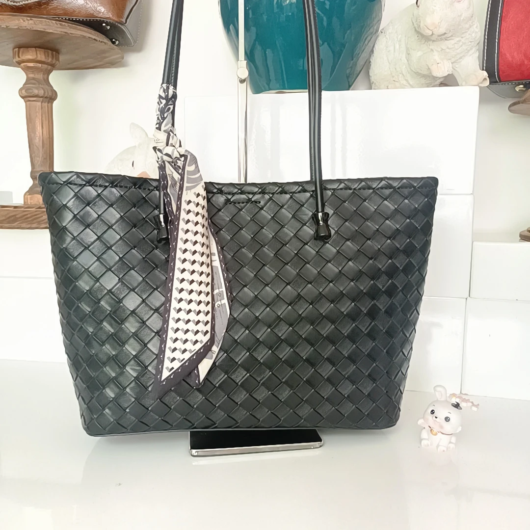 女包时尚休闲潮流黑色经典百搭单肩编制高雅肩包女士轻便托特包包