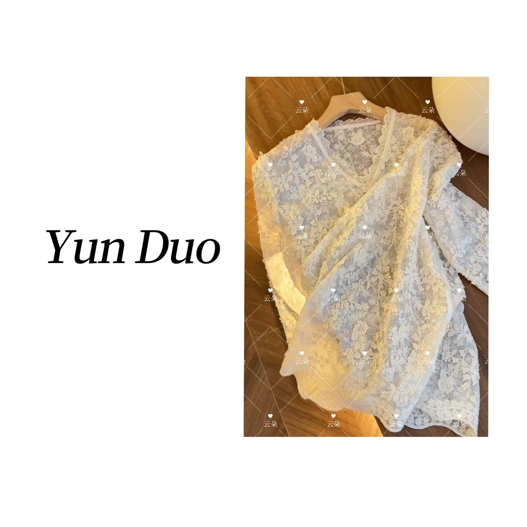 云朵定制【醒春集】梦幻蕾丝网纱闪片V领两件套吊带衬衫LA06