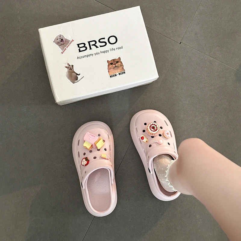 时尚爆款厚底洞洞鞋女2025年春夏季百搭增高沙滩鞋包头凉拖鞋潮流