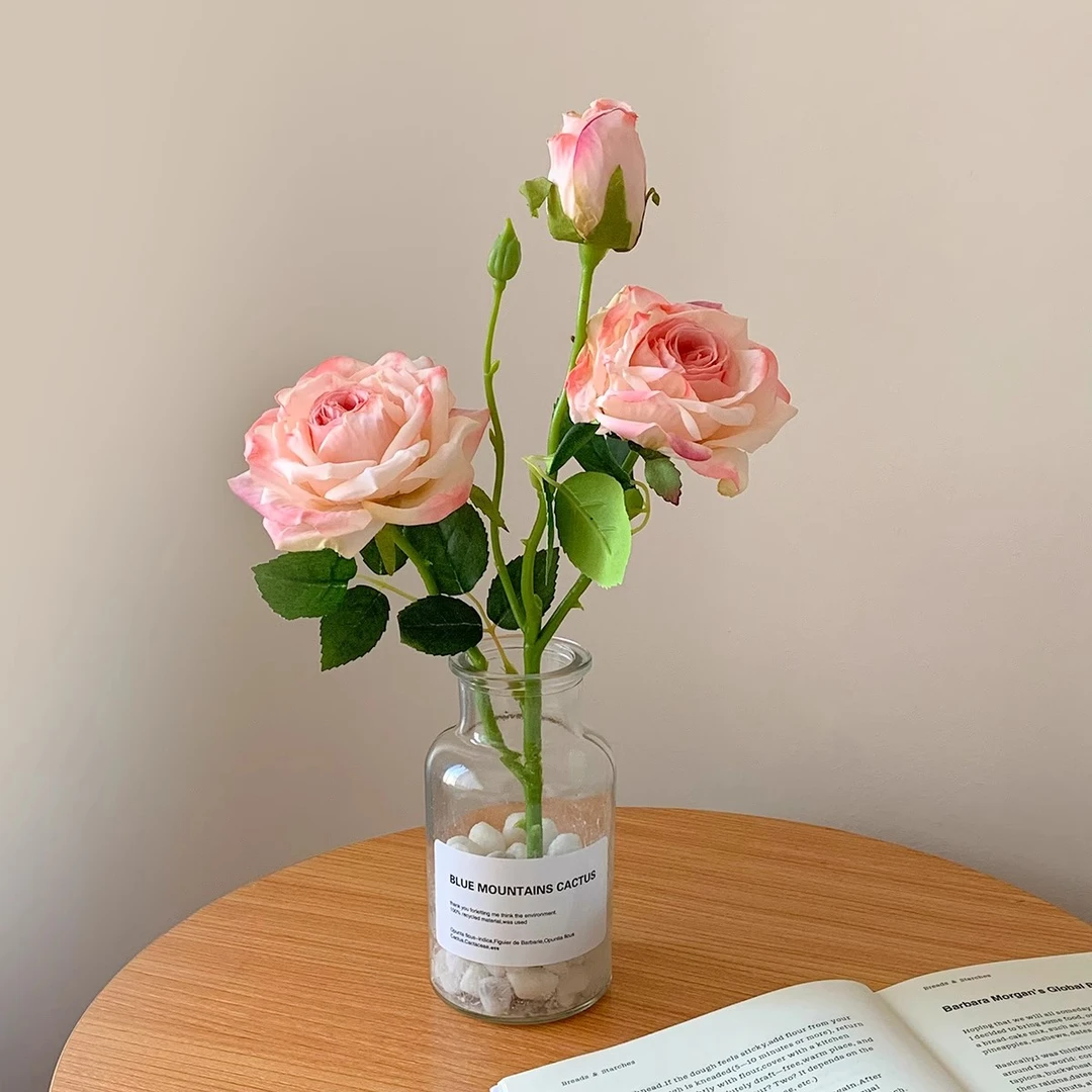 仿真花四角浪漫玫瑰花束花瓶插花客厅餐桌花艺套装家居摆件装饰花