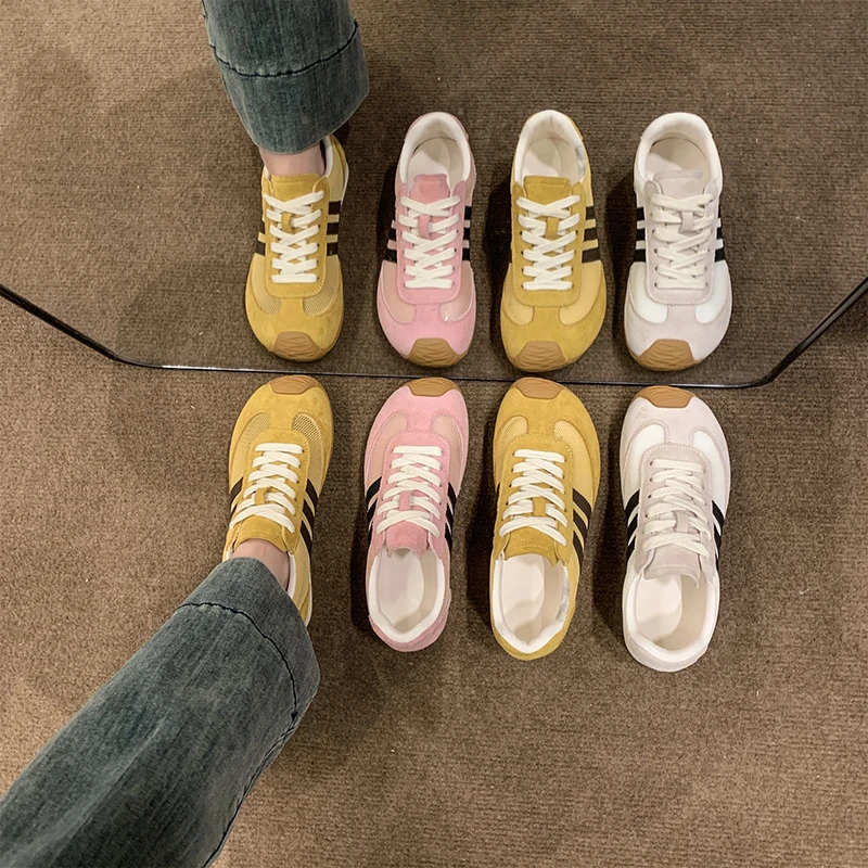 爆款德训鞋女2025夏季新款网面阿甘鞋女软底防滑休闲运动小白鞋女