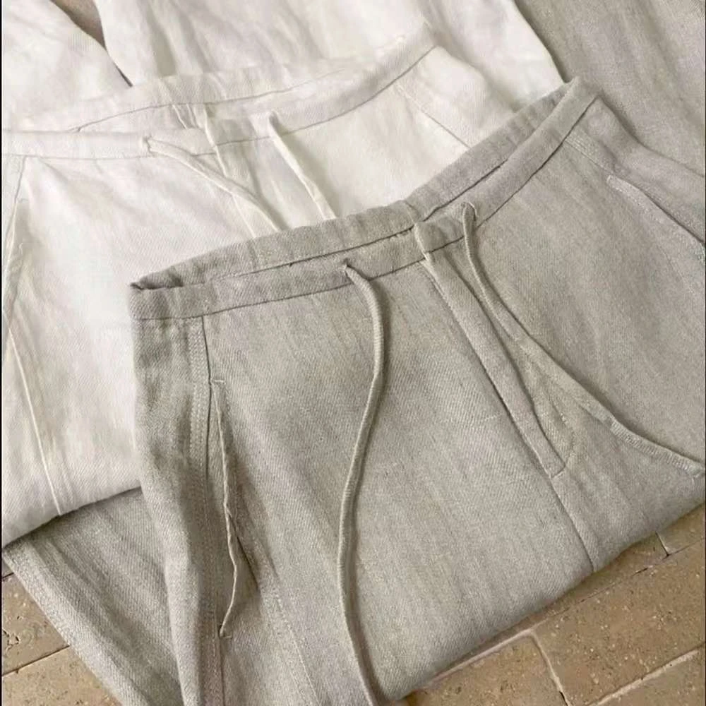 【拉劳风正品亚麻】11劳拉风弯刀阔腿裤 夏直筒裤来自欧美法国夏季