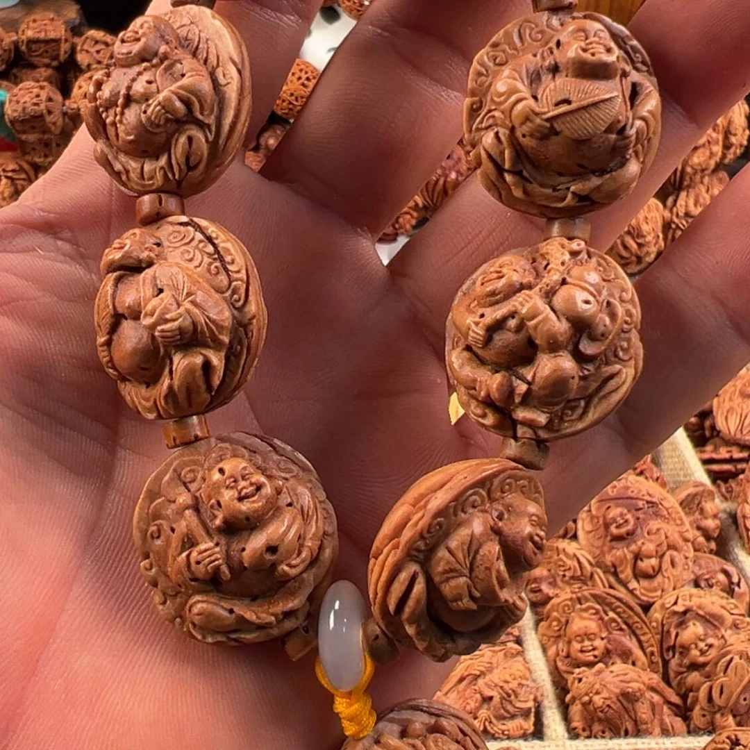 桃核手串桃核雕刻弥勒手串