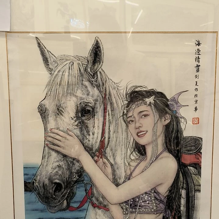 国画人物画作精品带框