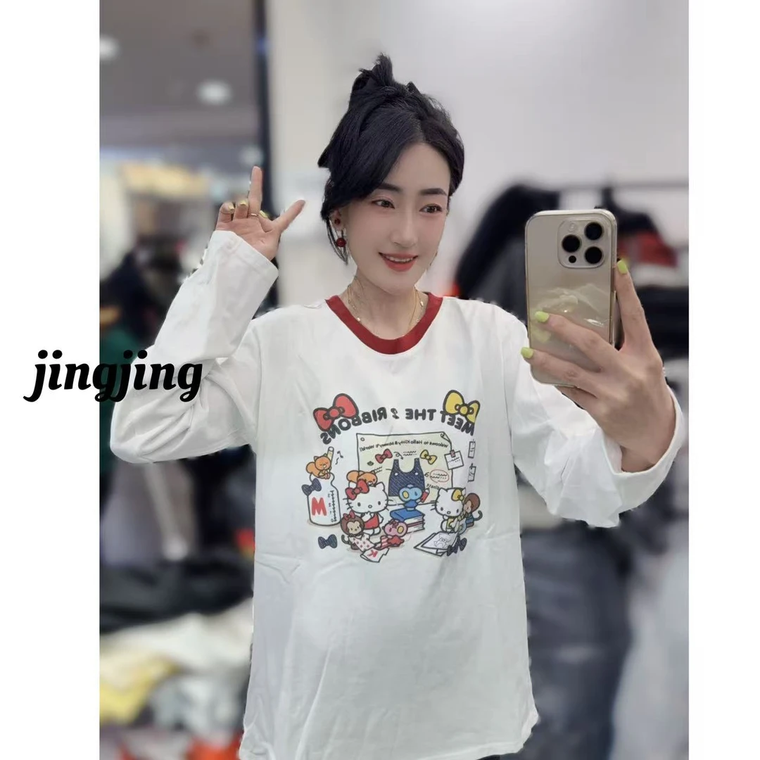 冬季新款休闲百搭小猫涂鸦T恤（88957）