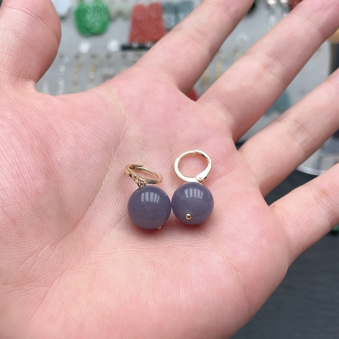 银S925镶嵌翡翠耳饰0087