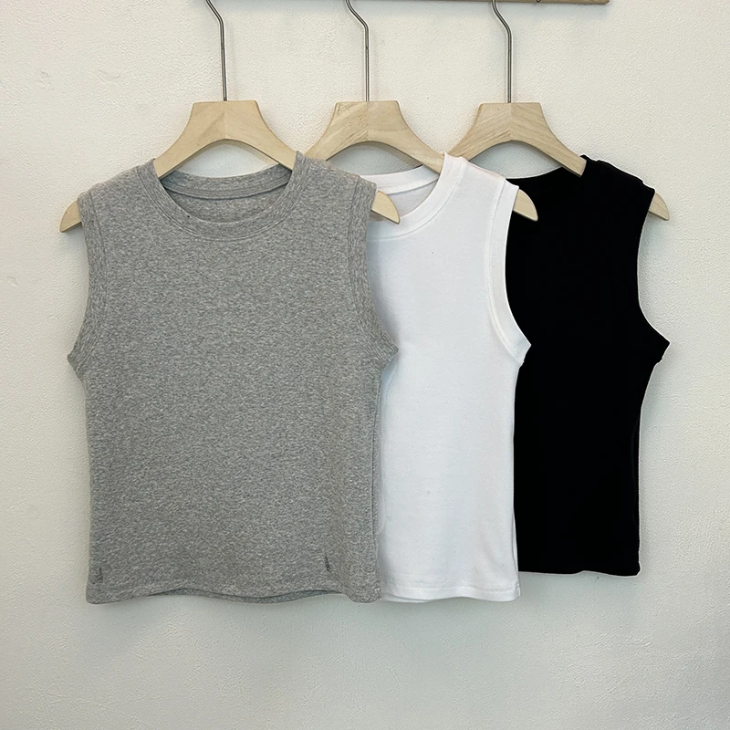 纯色内搭背心女夏季高级感小圆领打底衫无袖背心叠穿修身显瘦上衣