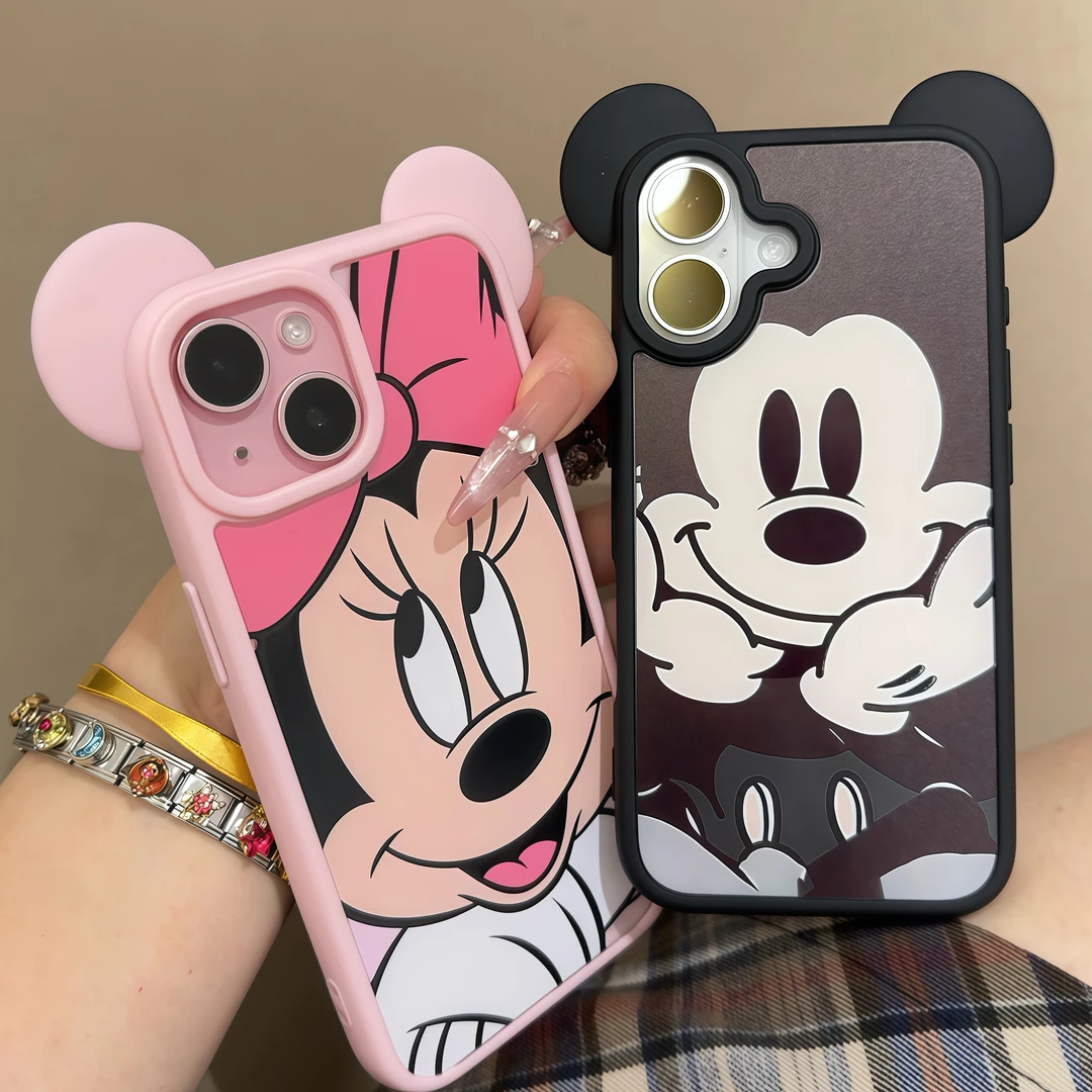 米奇米妮耳朵适用苹果16promax手机壳iPhone15女款14闺蜜13套12