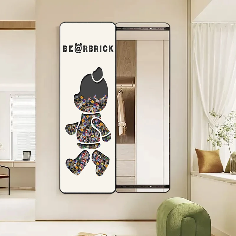 暴力熊创意隐形全身镜推拉隐藏式镜子卧室玄关客厅壁挂式穿衣镜