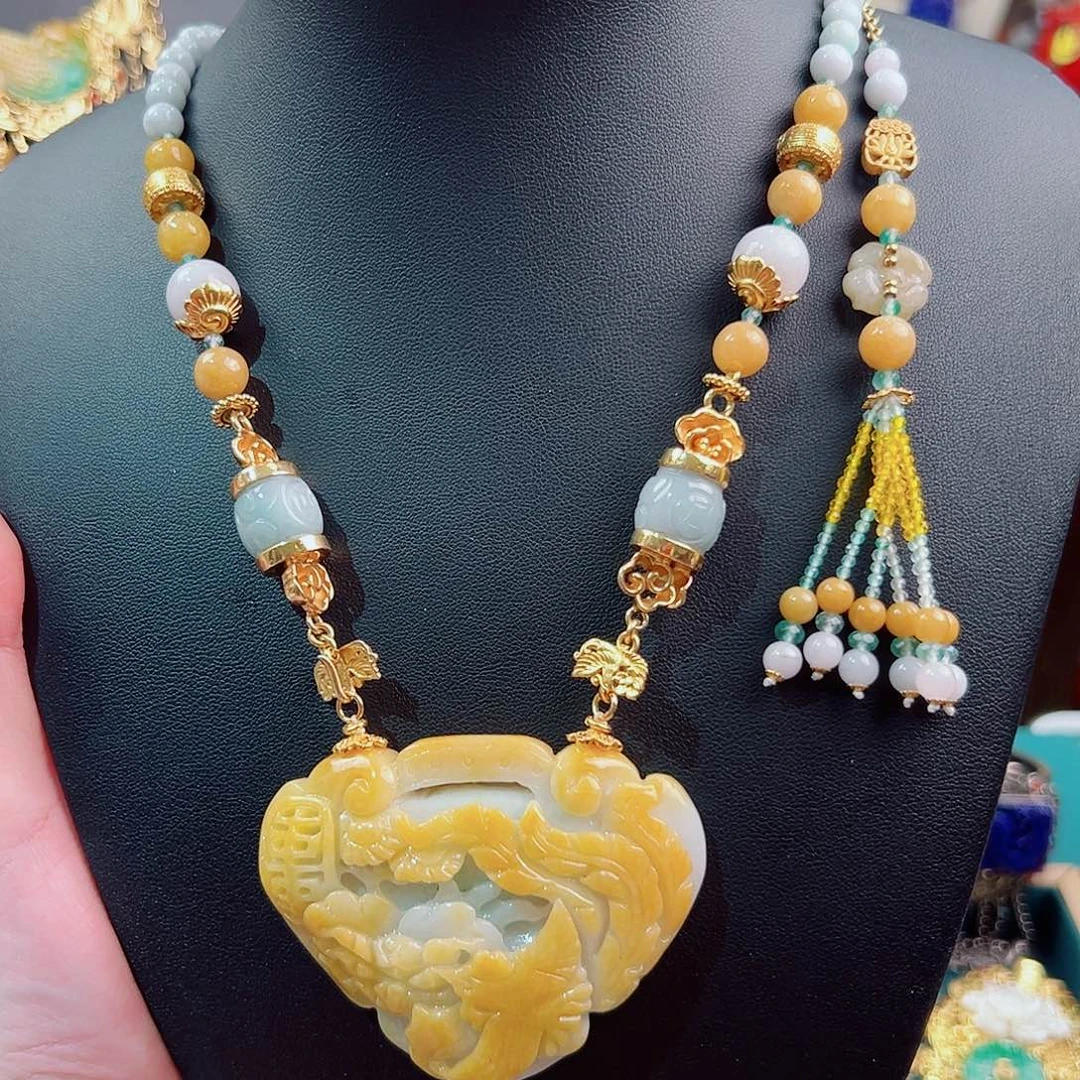 翡翠银S925镶嵌项链项链