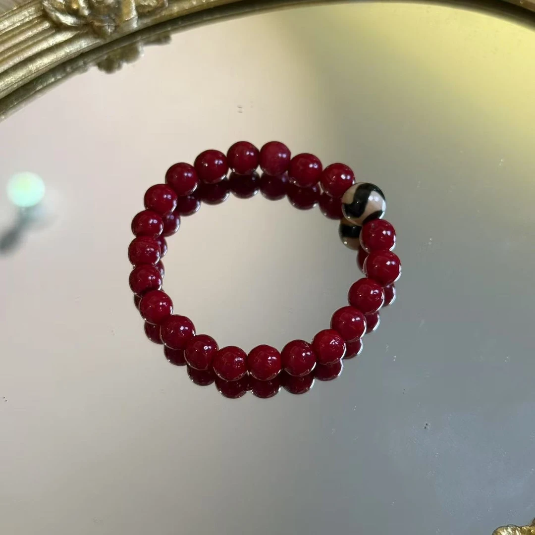 LZ3543 8mm红色怀业珠天然玛瑙手串