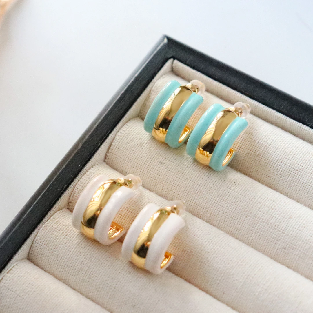 黄铜珐琅耳饰 【夏夏专属】奶油c圈