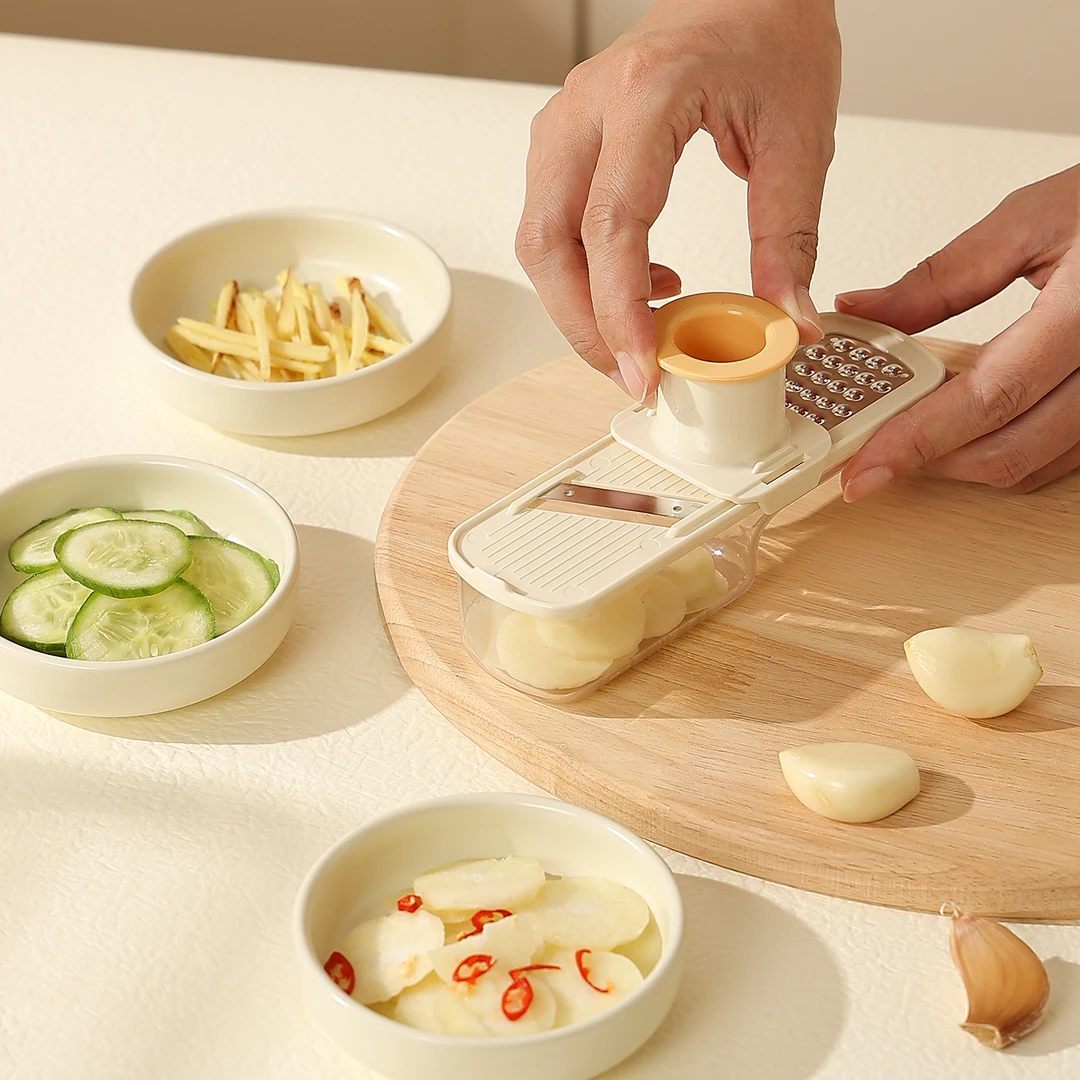 新款姜蒜研磨器土豆刨丝刀刨丝切片器蒜蓉磨泥压蒜器家用切菜神器