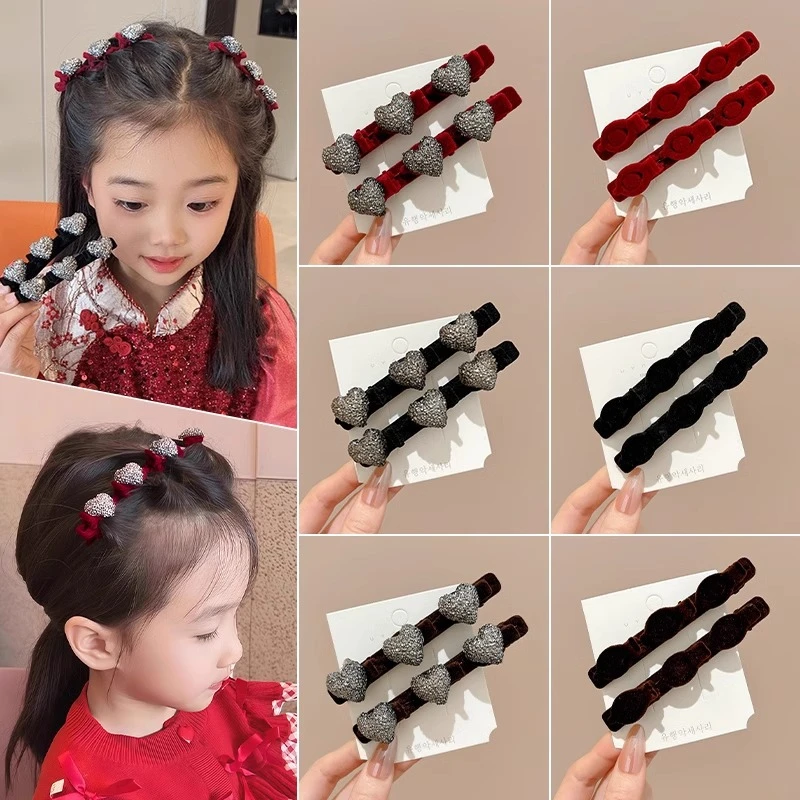 新年饰品2025年新款懒人编发神器儿童秋冬植绒发夹侧边碎发刘海夹