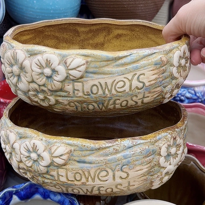 多肉绿植陶瓷花盆9.9包邮，有孔