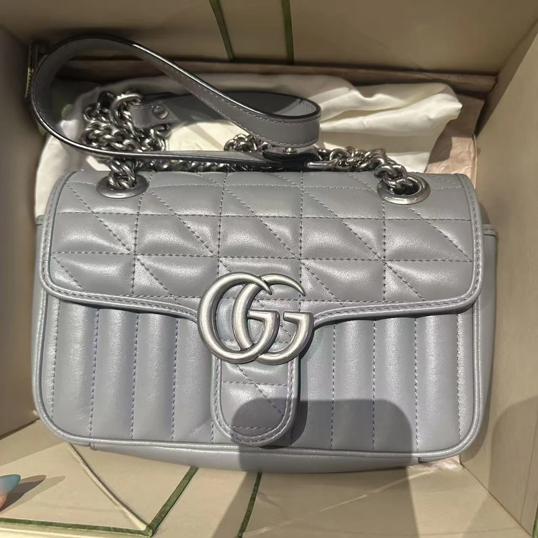 95新 GUCCI/古驰 灰色马蒙/二奢包包