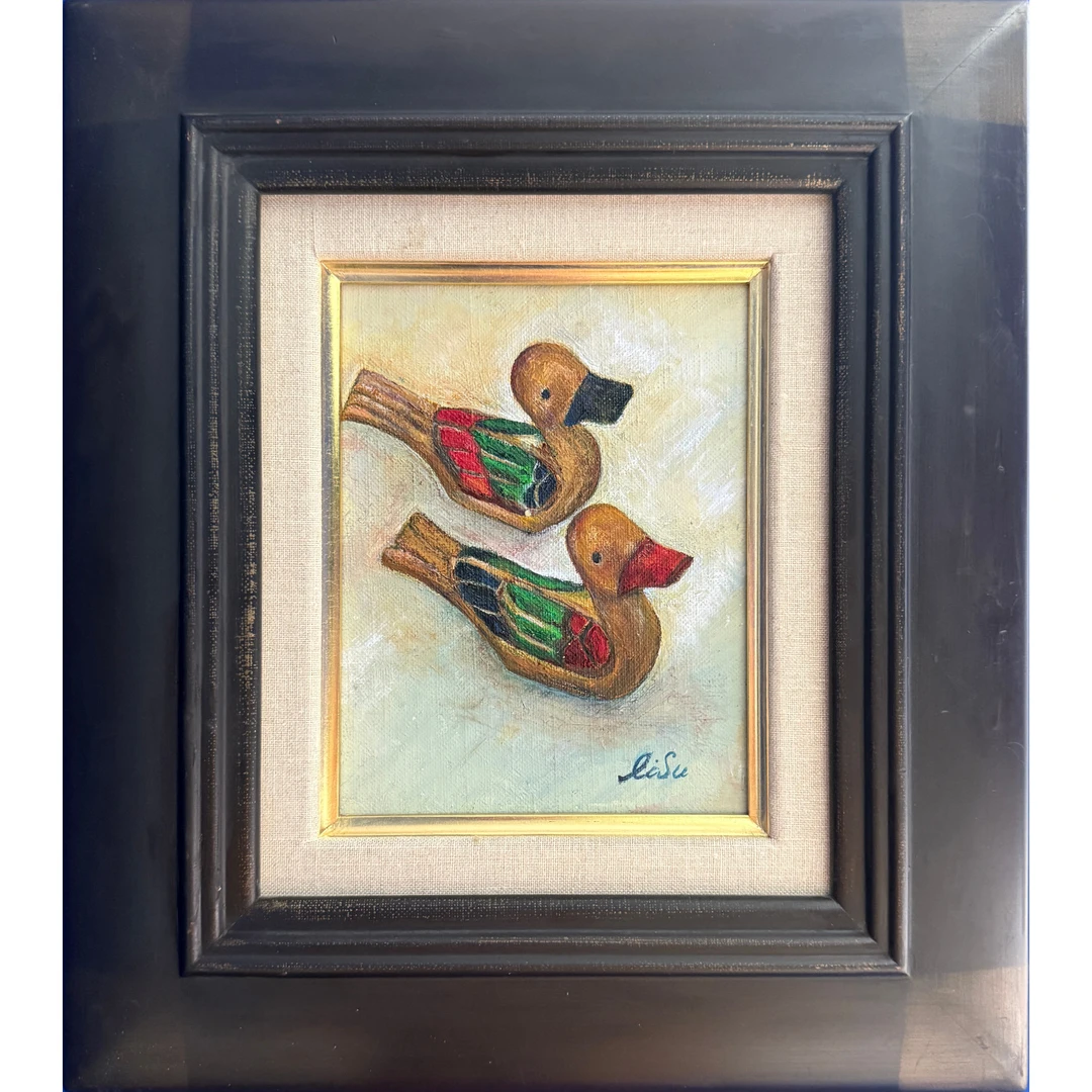 林麗淑 《伙伴》布面油画 外框尺寸：34×30 cm  画芯尺寸：17×13 cm