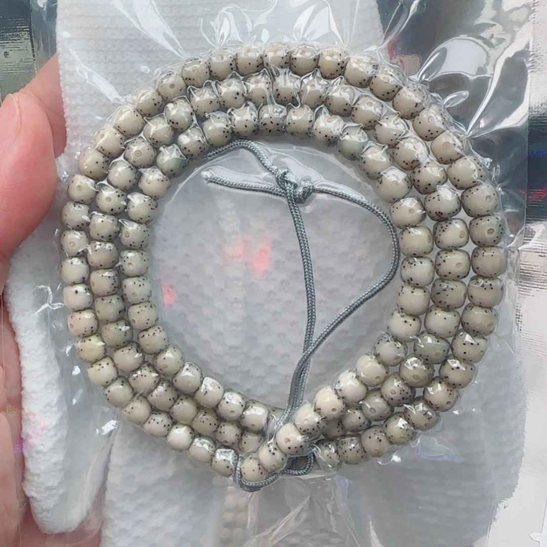 手串星月菩提骨瓷白通体留白月朗星稀108-7*6