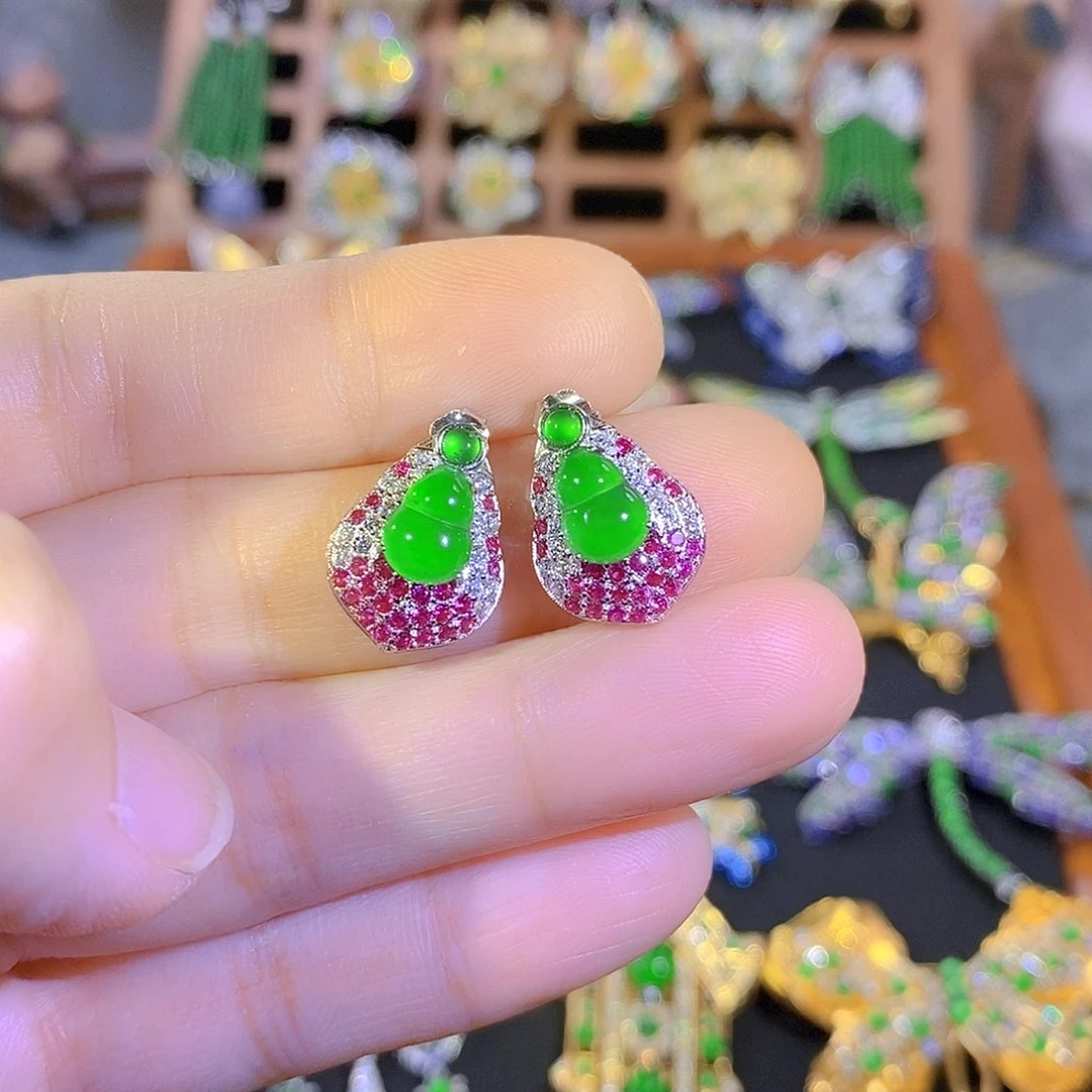 吊坠(不含链)银S925镶嵌翡翠