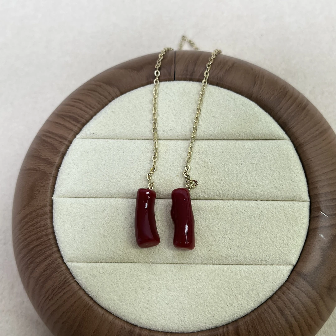 定制款不退换 天然珊瑚日料阿卡耳饰