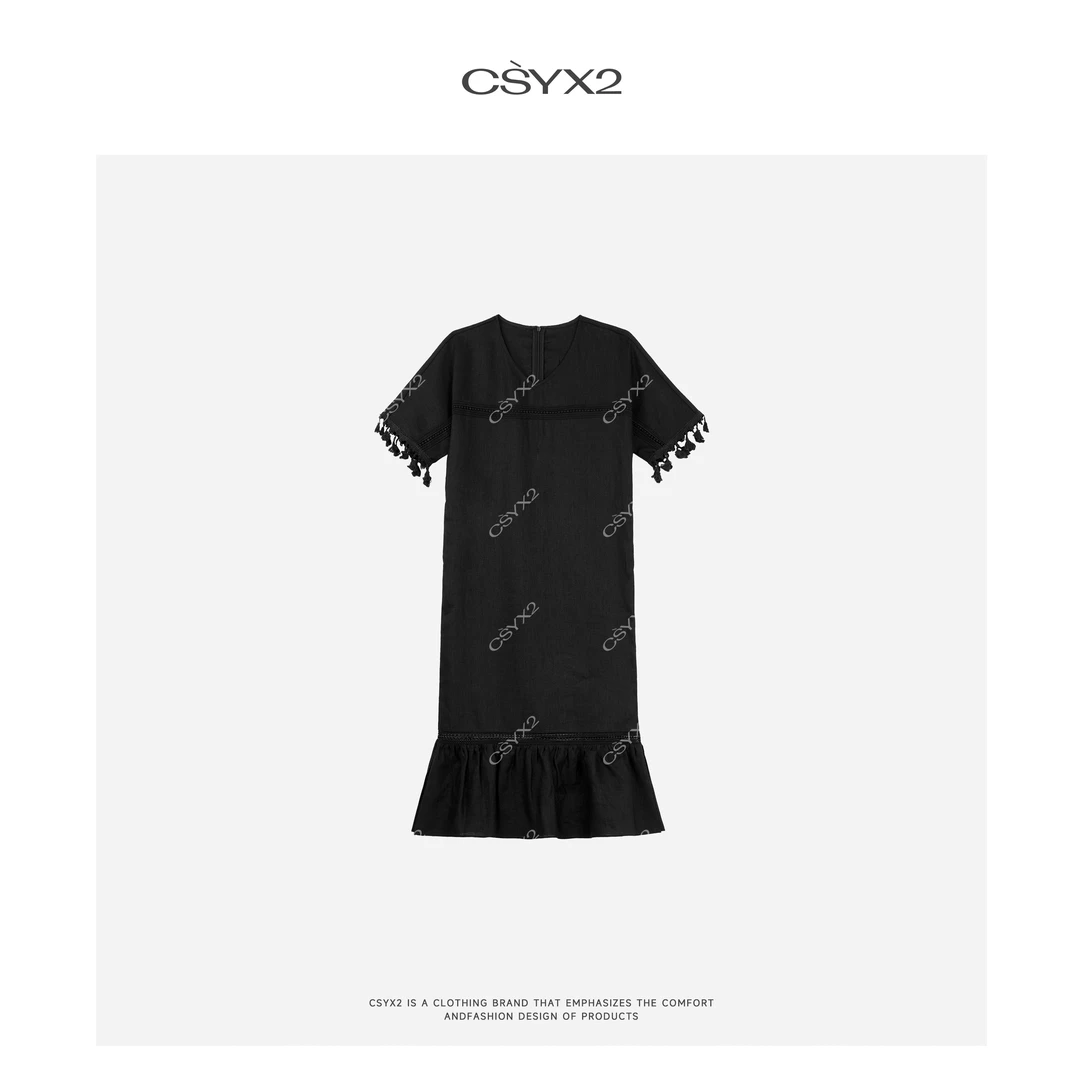 CsyX2-2025S/S 早春新款"夜巴黎" 短袖连衣裙CZ5CL009